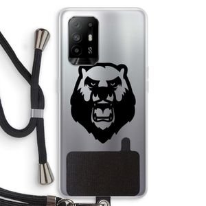 Angry Bear (black): Oppo A94 5G Transparant Hoesje met koord