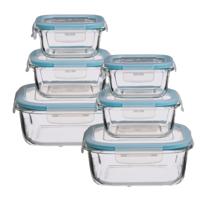 5Five Vershoudbakjes met deksel - glas - set 6x stuks - 330/530/1180 ml 5Five Vershoudbakjes met deksel - glas - set 6x stuks - 330/530/1180 ml