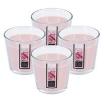 Atmosphera Candles Geurkaars - 4x - in glas - rozen bloemen aroma - 40 branduren - 13 x 12 cm
