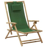 vidaXL Relaxstoel verstelbaar bamboe en stof groen - thumbnail
