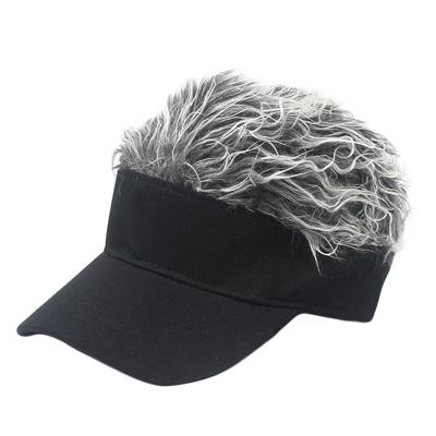 Unisex Fashion outdoor zonnescherm Baseballpet met pruik grootte: One size (volwassen zwart zilver Ash pruik)