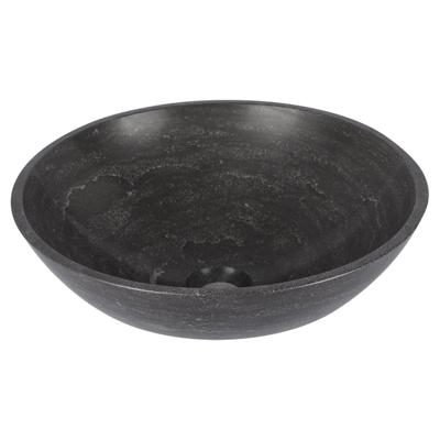 Differnz Limestone waskom - 40x40x15cm - rond - natuursteen - glans antraciet 38.010.58