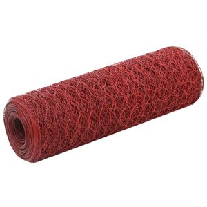 VidaXL Kippengaas 25x0,5 m staal met pvc coating rood
