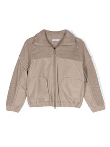 Brunello Cucinelli Kids veste en maille à effet d'épaules descendues - Tons neutres