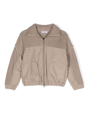Brunello Cucinelli Kids veste en maille à effet d'épaules descendues - Tons neutres