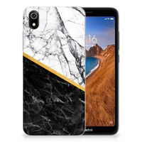 Xiaomi Redmi 7A TPU Siliconen Hoesje Marmer Wit Zwart - Origineel Cadeau Man - thumbnail