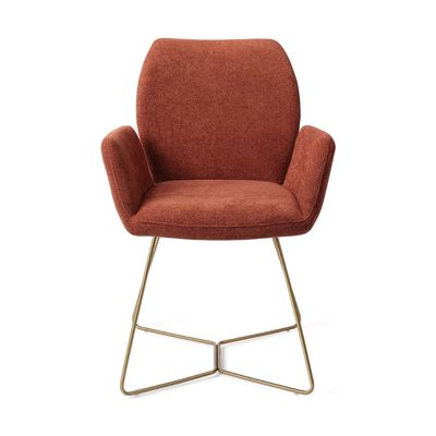 Jesper Home Misaki eetkamerstoel Cosy Copper beehive gold