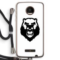 Angry Bear (white): Motorola Moto Z Force Transparant Hoesje met koord