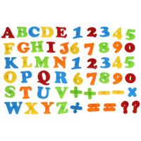 Alfabet en Cijfer leer / speel set - magnetisch - regenboog kleuren - koelkast / whiteboard