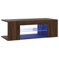 The Living Store TV-meubel LED-verlichting - Bewerkt hout - 90x39x30cm - Bruineiken - RGB LED