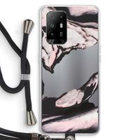 Roze stroom: Oppo A95 5G Transparant Hoesje met koord