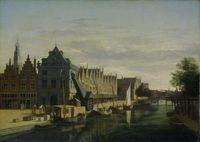 Gerrit Adriaensz Berckheyde, de waag en de kraan aan het Spaarne, Haarlem  90x60cm, Rijksmuseum, oude meester, print op canvas, premium print