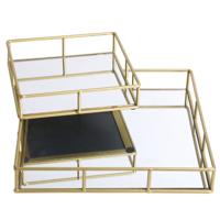 Urban Living Kaarsenborden set met spiegelbodem - 2x stuks - goud - Kaarsenplateaus - 20 en 30 cm