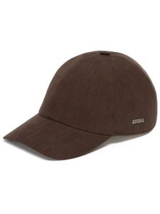 Zegna casquette en lin à plaque logo - Marron