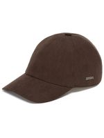 Zegna casquette en lin à plaque logo - Marron