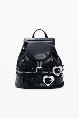 Rugzak met gespen en harten - BLACK - U Rugzak met gespen en harten - BLACK - U