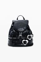 Rugzak met gespen en harten - BLACK - U