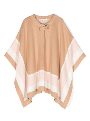 Chloé Kids poncho asymétrique à rayures - Marron