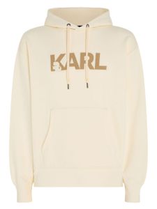 Karl Lagerfeld hoodie en coton biologique à logo floqué - Tons neutres