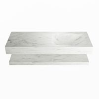 MONDIAZ ALAN-DLUX 120cm planchet Opalo. Vrijhangende wastafel CLOUD rechts 1 kraangat, kleur Opalo.