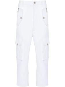 Balmain pantalon cargo court à plaque logo - Blanc