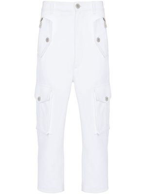 Balmain pantalon cargo court à plaque logo - Blanc