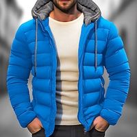 Voor heren Winterjas Pufferjas Zak Capuchon Toimisto ura Afspraakje Casual / Dagelijks Houd Warm Winter Kleurenblok Zwart Rood Marineblauw Blauw Gewatteerd jack Lightinthebox