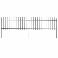 Tuinhek met speerpunt staal 359x80 cm zwart