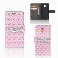 Nokia 3 Portemonnee Hoesje Flowers Pink DTMP - thumbnail