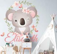 Stickers meisjeskamer Schattige dieren koala met naam - thumbnail