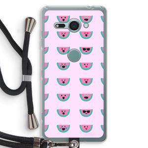 Smiley watermeloenprint: Sony Xperia XZ2 Compact Transparant Hoesje met koord
