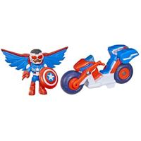 Captain America: Sam Wilson 7,5 cm actiefiguur en superbike, superheldenspeelgoed, geschikt voor kinderen vanaf 3 jaar, inclusief Iron Man en vrienden.