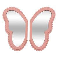 Atmosphera kinder wandspiegel - vlinder vleugels - 37 x 37 cm - mdf hout/glas - roze houten rand