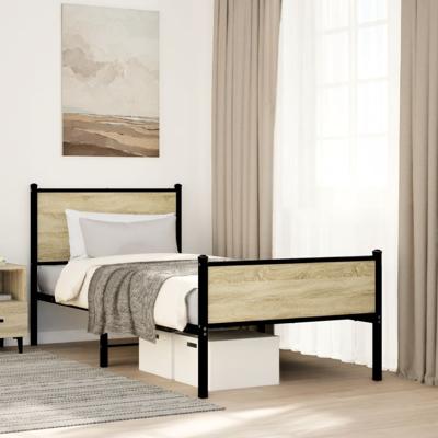 Bedframe zonder matras metaal sonoma eikenkleurig 75x190 cm
