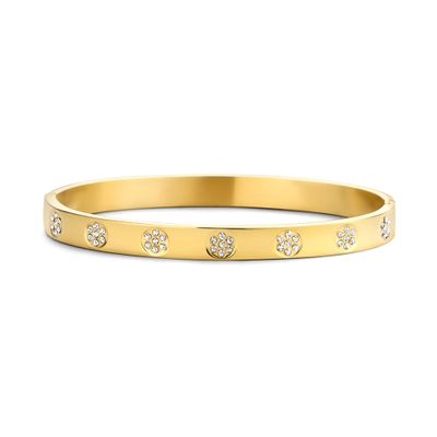 CO88 Collection 8CB 90696 Stalen Armband Dames - Bangle - Zirkonia - 58x49mm - Goudkleurig