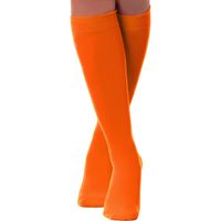 Verkleed kniesokken/kousen - oranje - one size - voor dames - thumbnail