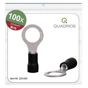 Quadrios 22C455 Ringkabelschoen Dwarsdoorsnede (max.): 4.0 mm² Gat diameter: 10.5 mm Deels geïsoleerd Zwart 1 set(s)
