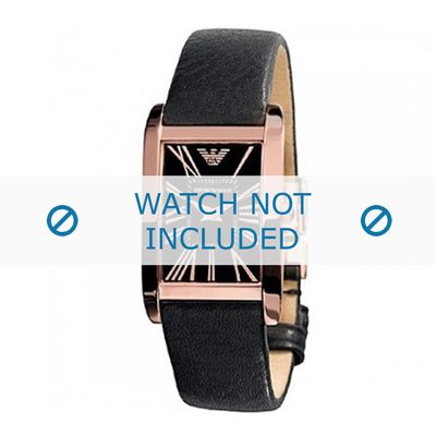 Armani horlogeband AR2035 Leder Zwart 18mm