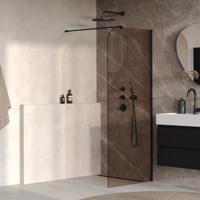 BRAUER Orion inloopdouche brons glas 90x200 incl. glascoating Mat Zwart