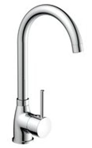 MANETTI ééngreepsmengkraan keuken met ronde uitloop, chroom elegante kraan met hoge ronde uitloop en draaibereik 360° keramische schijven geluidsarme, verwisselbare 40 mm cartouche flexibele m