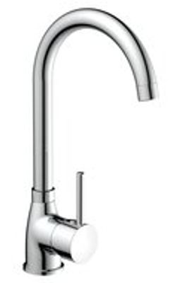 MANETTI ééngreepsmengkraan keuken met ronde uitloop, chroom elegante kraan met hoge ronde uitloop en draaibereik 360° keramische schijven geluidsarme, verwisselbare 40 mm cartouche flexibele m