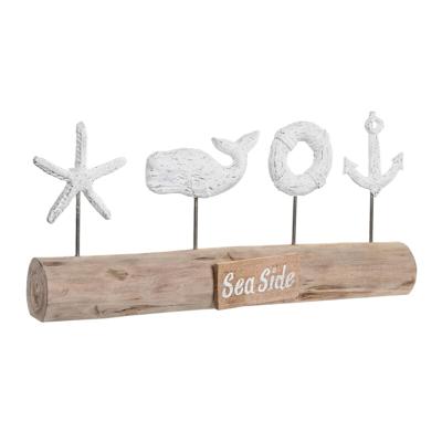 Decoratieve figuren DKD Home Decor Verouderde afwerking Bruin Wit Hars Mangohout Walvis (57 x 10 x 28 cm)