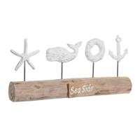 Decoratieve figuren DKD Home Decor Verouderde afwerking Bruin Wit Hars Mangohout Walvis (57 x 10 x 28 cm)