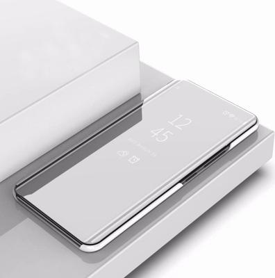 Plating spiegel links en rechts Flip cover met beugel holster voor iPhone 11 Pro Max (zilver)