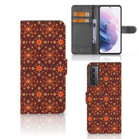 Samsung Galaxy S21 Plus Telefoon Hoesje Batik Brown - thumbnail