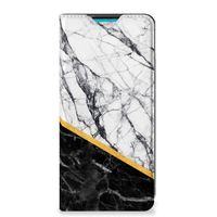 Samsung Galaxy A73 Standcase Marmer Wit Zwart - Origineel Cadeau Man