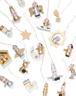 HEMA Houten Kersthangers Goud - 19 Stuks (goud)