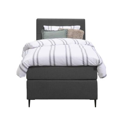 Leen Bakker - Boxspring Liv Geblokt - Antraciet - 90x200 Cm - Slanke Poot - Stof - Grijs