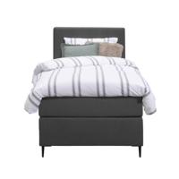 Leen Bakker - Boxspring Liv Geblokt - Antraciet - 90x200 Cm - Slanke Poot - Stof - Grijs