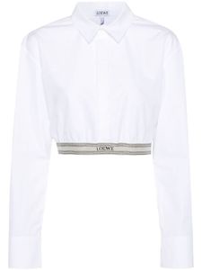 LOEWE chemise crop à bande logo - Blanc